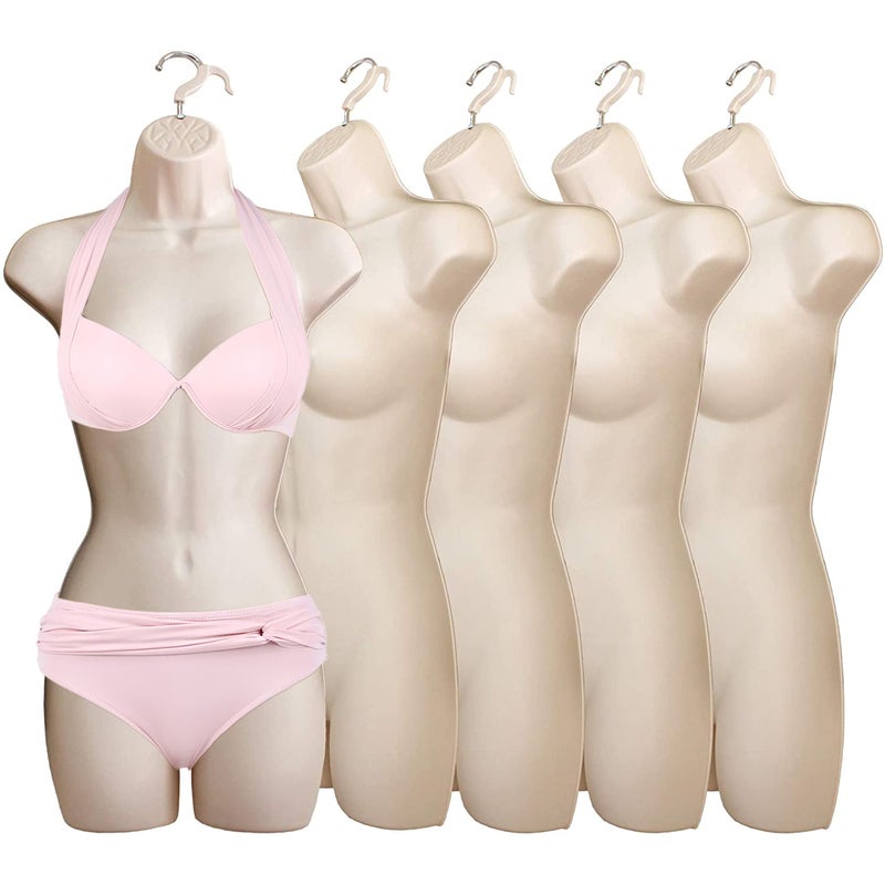 DisplayTown Flesh Female Mannequin Hip Long Hollow Back Body Torso Dress Form & Hanging Hook, S-M Sizes (5 Pack, Flesh) - Image 5